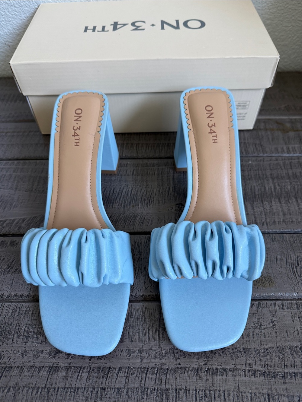 ON 34th Sallie Block Heel Mules NIB